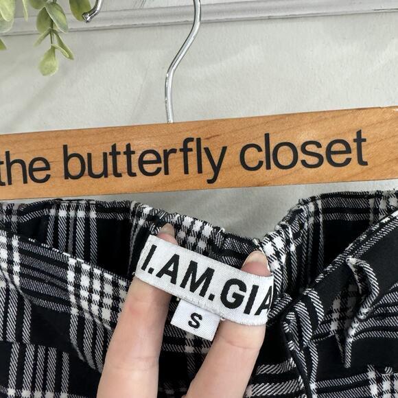 I.Am.Gia Cobain Barrel Tapered Leg Pants Black White Checkered Small - Picture 5 of 5